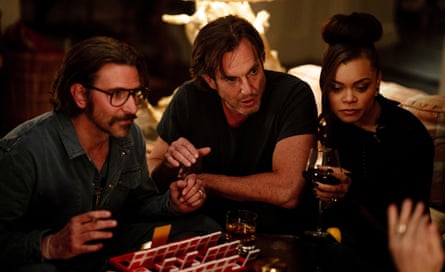 Undated film still from Is This Thing On? Pictured: Bradley Cooper as Balls, Will Arnett as Alex Novak and Andra Day as Christine. See PA Feature SHOWBIZ Film Reviews. WARNING: This picture must only be used to accompany PA Feature SHOWBIZ Film Reviews. PA Photo. Picture credit should read: Searchlight Pictures/Jason McDonald. All Rights Reserved. NOTE TO EDITORS: This picture must only be used to accompany PA Feature SHOWBIZ Film Reviews.