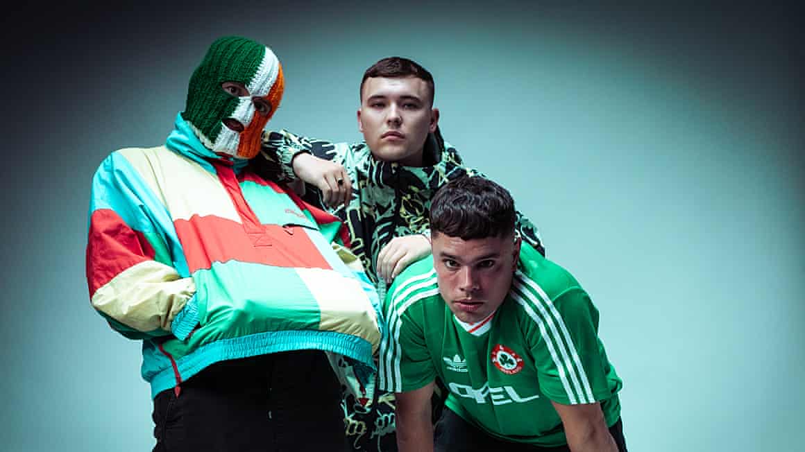 (From left) Kneecap’s DJ Próvai, Mo Chara and Móglaí Bap