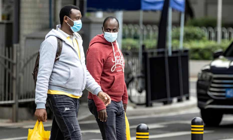 African people wearing masks in Guangzhou.