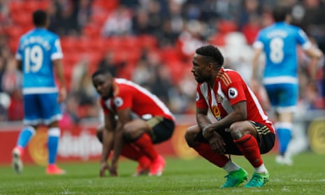 Sunderland's Jermain Defoe and Victor Anichebe look dejected<br>Britain Football Soccer - Sunderland v AFC Bournemouth - Premier League - Stadium of Light - 29/4/17 Sunderland's Jermain Defoe and Victor Anichebe look dejected  Action Images via Reuters / Lee Smith Livepic EDITORIAL USE ONLY. No use with unauthorized audio, video, data, fixture lists, club/league logos or "live" services. Online in-match use limited to 45 images, no video emulation. No use in betting, games or single club/league/player publications.  Please contact your account representative for further details.