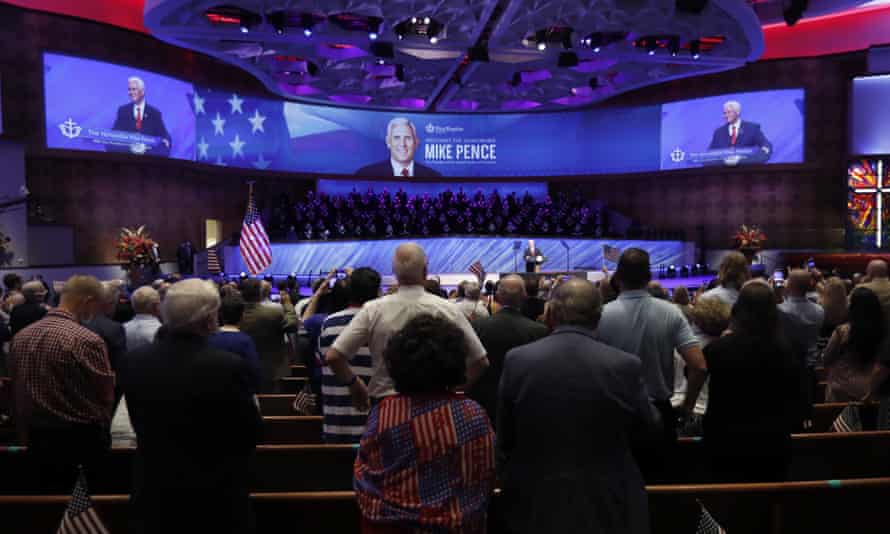 Mike Pence speaks at the Southern Baptist megachurch First Baptist Dallas in June 2020.