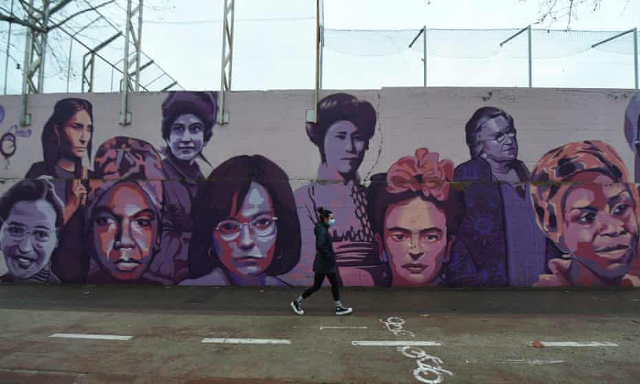 The mural in Madrid featuring images of Frida Kahlo, Nina Simone and Rosa Parks.