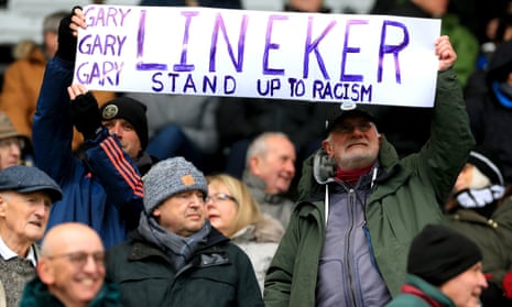 Swansea City fans show their support for Match of the Day presenter Gary Lineker before the Championship match at the Swansea.com Stadium