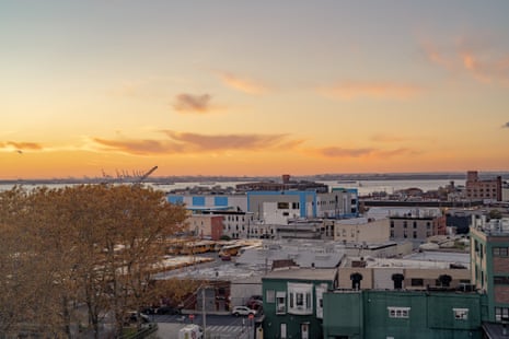 An Amazon last-mile facility seen from the rooftop of the Basis school in Red Hook.