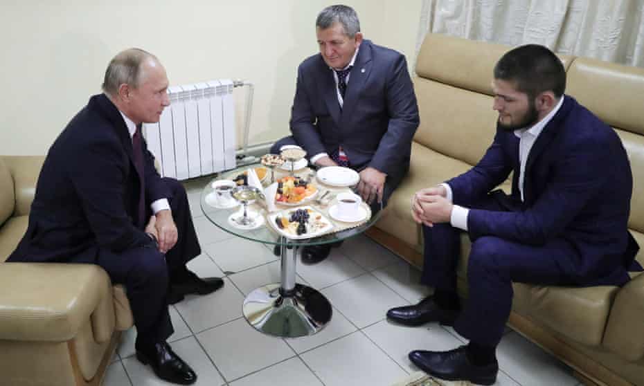 Vladimir Putin, meets with Khabib Nurmagomedov and his father, Abdulmanap