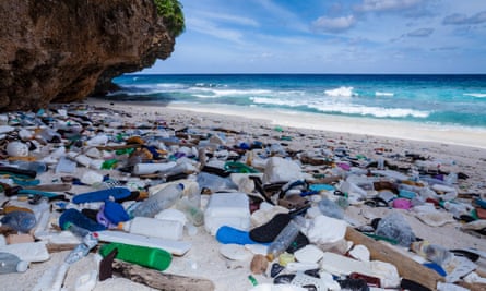 Plastic waste washed up at Greta Beach, Christmas Island, Australia.