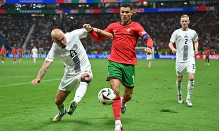 Cristiano Ronaldo in action for Portugal against Slovenia