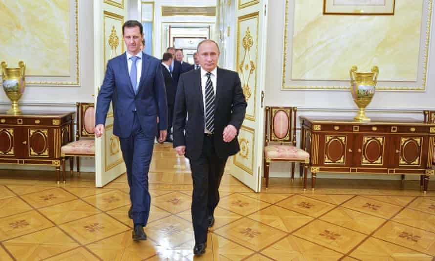 Bashar al-Assad at the Kremlin with Vladimir Putin. Despite US sanctions, Facebook has not deleted the Syrian leader’s account.