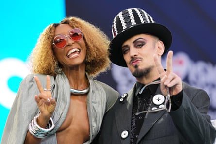 Boy George with San Marino contestant Senhit at the Eurovision song contest in Vienna in May.