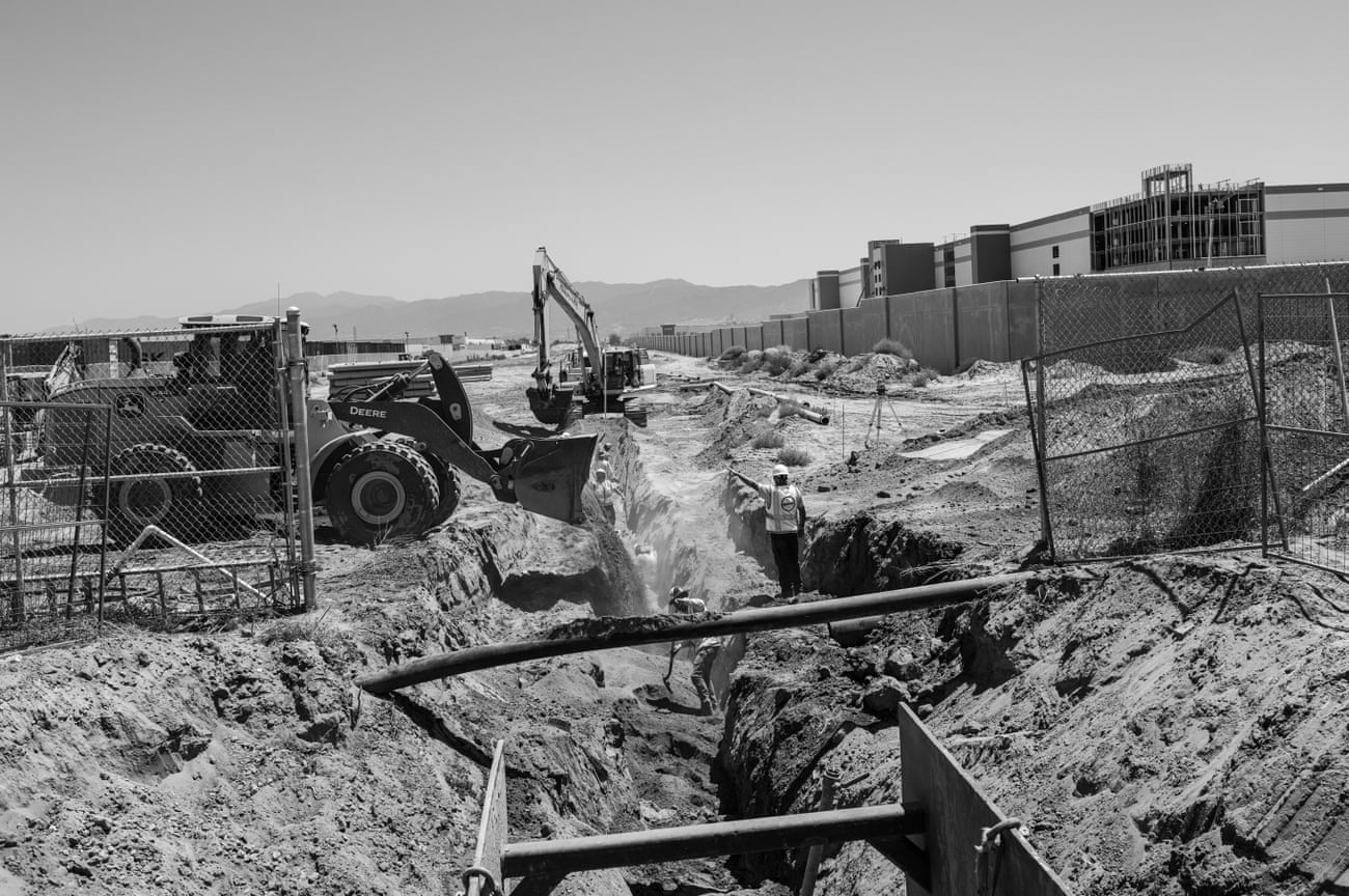 machinery next to warehouse