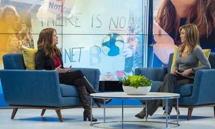 Reese Witherspoon, left, and Jennifer Aniston in a scene from The Morning Show, their new TV drama.