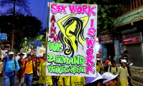 Sex Workers in Sonagachi, Kolkata, rally on the eve of International Labour Day to demand employment rights and government benefits