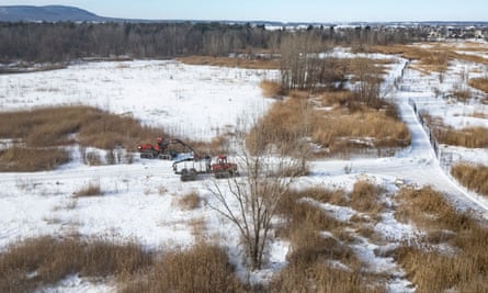 An aerial view of the construction site of Northvolt’s plant, east of Montreal in Quebec, Canada.