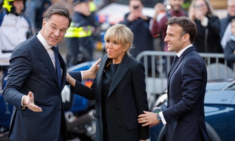 Mark Rutte with Emmanuel and Brigitte Macron