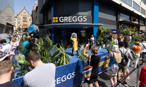 The drag queen Pasty Kween at the opening of the Greggs shop in Leicester Square, London, last year.