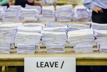 Leave votes pile up at the count in Cardiff.