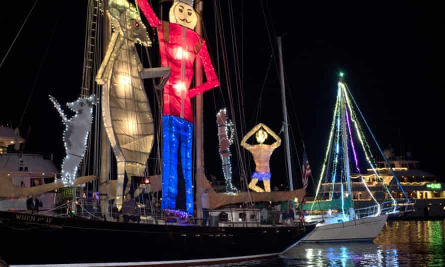 Festively decorated boats in Key West, Florida on 15 December 2017.