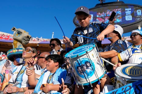 Argentina fans with their drums.