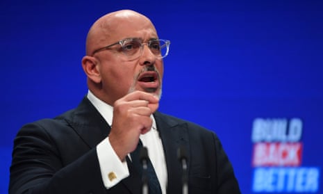 Nadhim Zahawi delivers a speech at the Conservative party conference in Manchester.