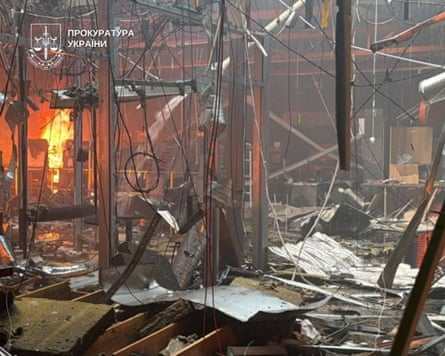 The shopping centre in the aftermath of the Russian attack