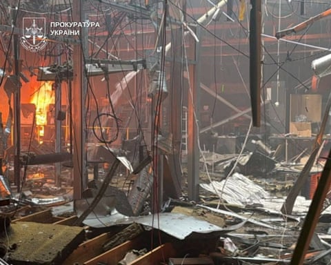 The shopping centre in the aftermath of the Russian attack