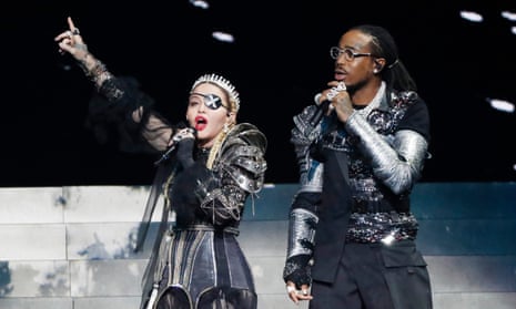 Madonna and Quavo performing at Eurovision in Tel Aviv.