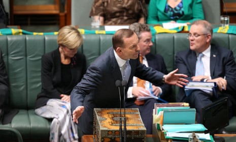 The Prime Minister Tony Abbott during question time in the house of representatives this afternoon! Thursday 13th August 2015. 