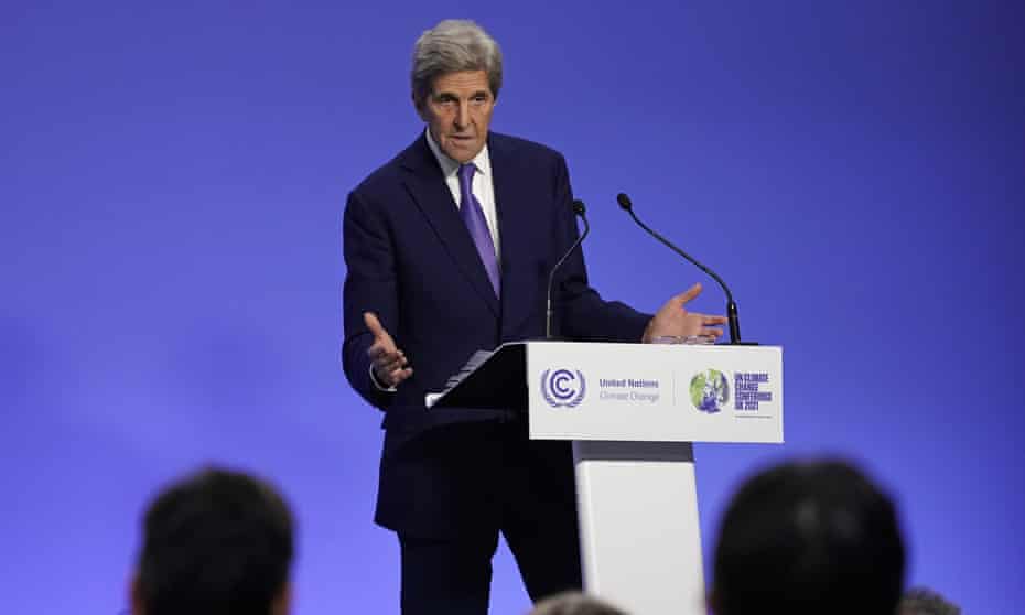 John Kerry during a press conference at the end of the Cop26.