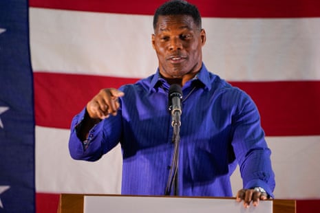 Herschel Walker speaks at a campaign rally in Dalton, Georgia, on Wednesday.