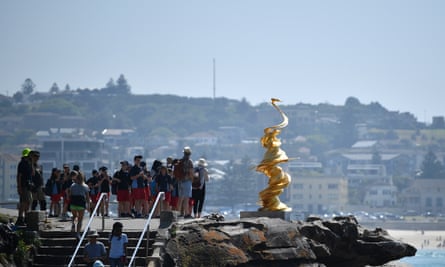 The Statue of Mad Liberty sculpture by Wang Kiafang is exhibited along the Bondi to Tamarama coastal walk as part of the Sculpture by the Sea exhibition in 2019.