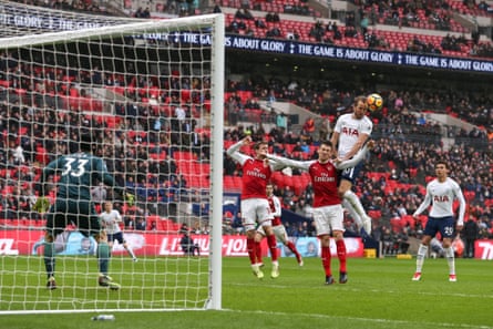 Harry Kane soars to score the winner.