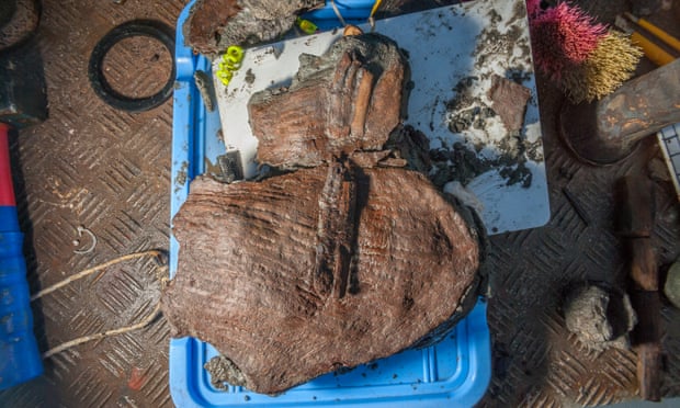 A fragment of a basket brought to the surface by the team. Photograph: Christoph Gerigk/Franck Goddio/Hilti Foundation