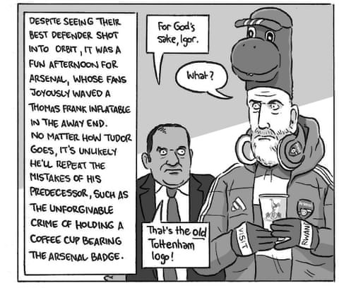 David Squires cartoon on … a dose of reality for Igor Tudor after Arsenal’s visit to Dr Tottenham, panel 5