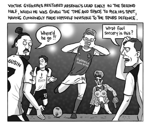 David Squires cartoon on … a dose of reality for Igor Tudor after Arsenal’s visit to Dr Tottenham, panel 3