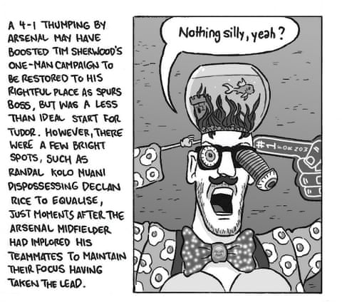 David Squires cartoon on … a dose of reality for Igor Tudor after Arsenal’s visit to Dr Tottenham, panel 2