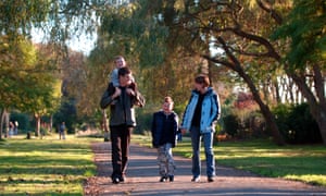Happy family in park