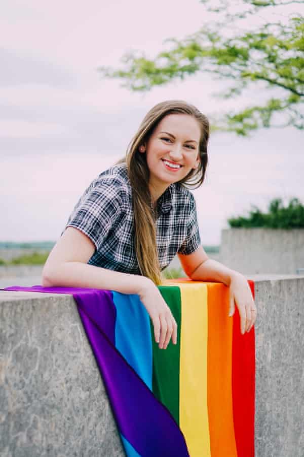 Tessa Russell with the pride flag.