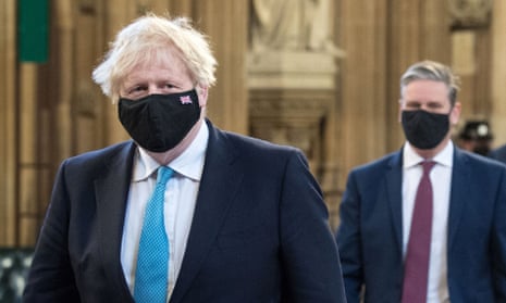 Boris Johnson, left, and Keir Starmer at the state opening of parliament in May