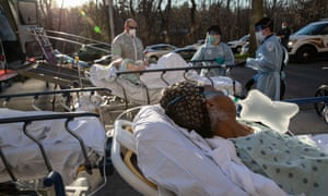 Covid-19 patients arrive at the Montefiore Medical Center in the Bronx, New York City.
