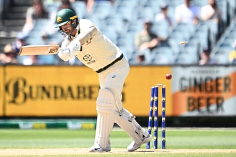 Nathan Lyon is bowled by Aamir Jamal.