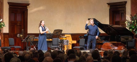 Hugh Cutting with clarinettist Magdalenna Krstevska at the Wigmore Hall, London.