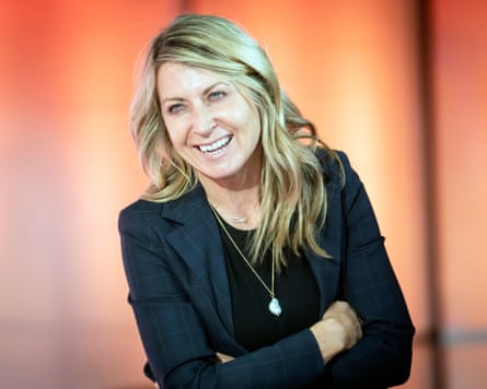 Deborah Turness congratulates crew members as BBC Breakfast celebrate its 40th anniversary with a special show and guests at MediaCityUK, Salford. in 2023