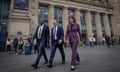 David Lammy, Keir Starmer and Rachel Reeves arriving in Paris for a meeting with President Macronin September 2023.