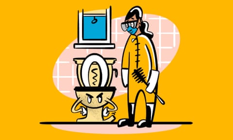 toilet cleaning cartoon