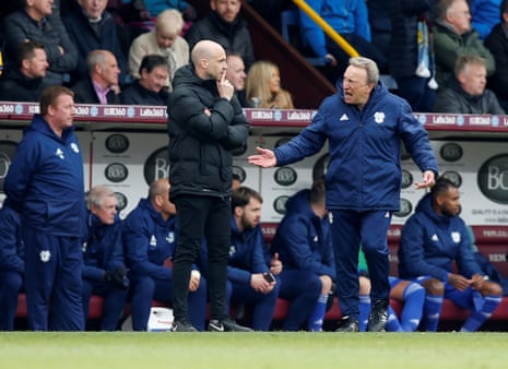 Cardiff City manager Neil Warnock isn’t happy as he remonstrates with match official Anthony Taylor.