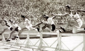 The 1932 Olympic Games in Los Angeles with Babe Didrikson (far right) on her way to winning a gold medal.