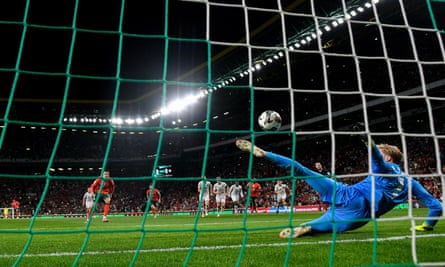 Caoimhín Kelleher saves Cristiano Ronaldo’s penalty at the Estádio José Alvalade