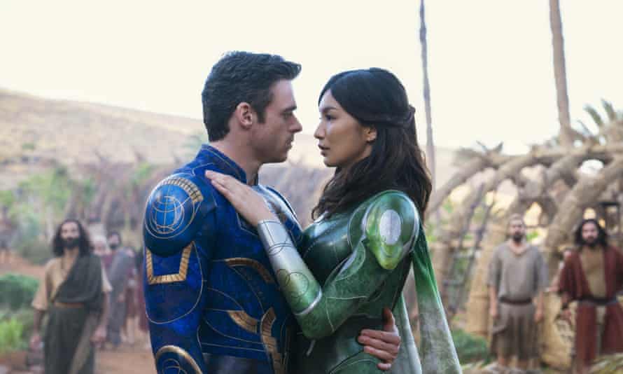 Richard Madden and Gemma Chan in Eternals.