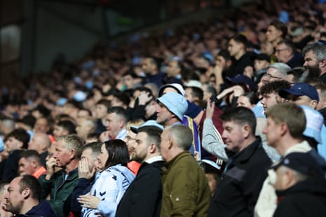 Coventry City fans react to conceding a goal and going 1-0 down at Blackburn.