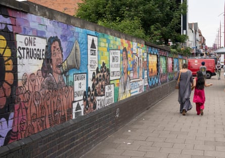 Mural remembering south Asian workers on a wall in Birmingham